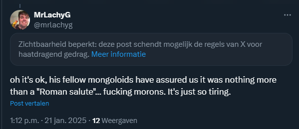 Mastozzy's tweet photo. This crosses the line on X for hateful speech. Not the white supremacists using the N-word or the F-slur. Not the literal neo-nazis. This. @mrlachyg What does it feel like being a hateful person? 😂 https://t.co/G2q0R1atBF