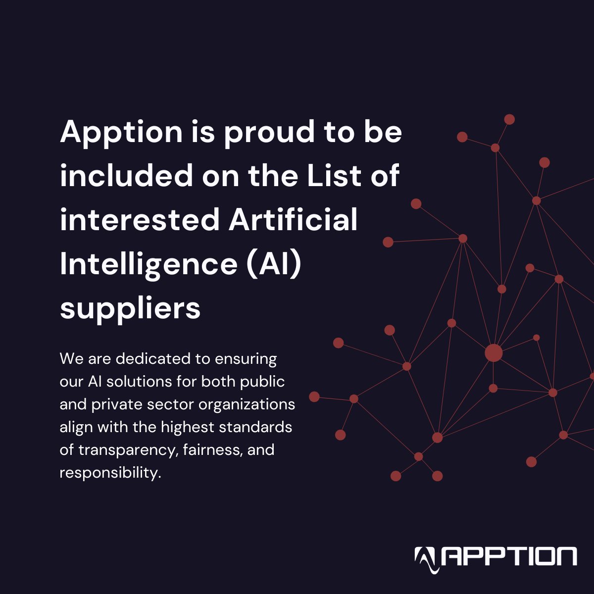 apption's tweet photo. Exciting news!

Apption is proud to announce that we have been included on the Government of Canada's official list of Artificial Intelligence (AI) Suppliers. 

Check out the list of suppliers here: https://t.co/87gp0Dniwe

#responsibleAI #enterpriseAI https://t.co/u2CQzYifr7