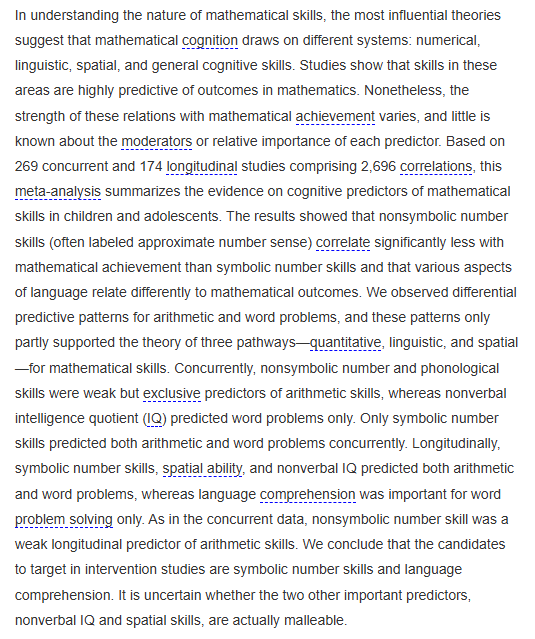 Meta-analysis: cognitive skills correlated with math skills. (open) psycnet.apa.org/fulltext/2025-…