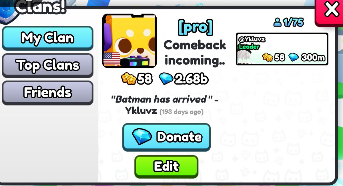 Selling this ps99 clan with somewhat rare/cool name [pro] dm if interested.