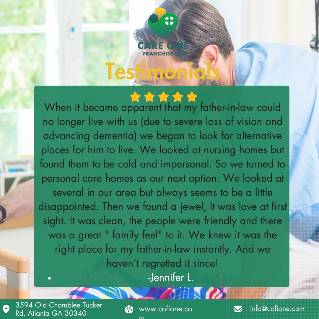 COFI_ATL's tweet photo. 🌟 Caring for your loved ones like family! 🌟 ⁠
Hear from Jennifer about the heartfelt care her father-in-law received at Care One. 💚 ⁠
⁠
#CareOne #SeniorCare #CompassionateCare #HealthAndWellness #FamilyFirst #Testimonials #AtlantaGA https://t.co/z5JOtuSYc7