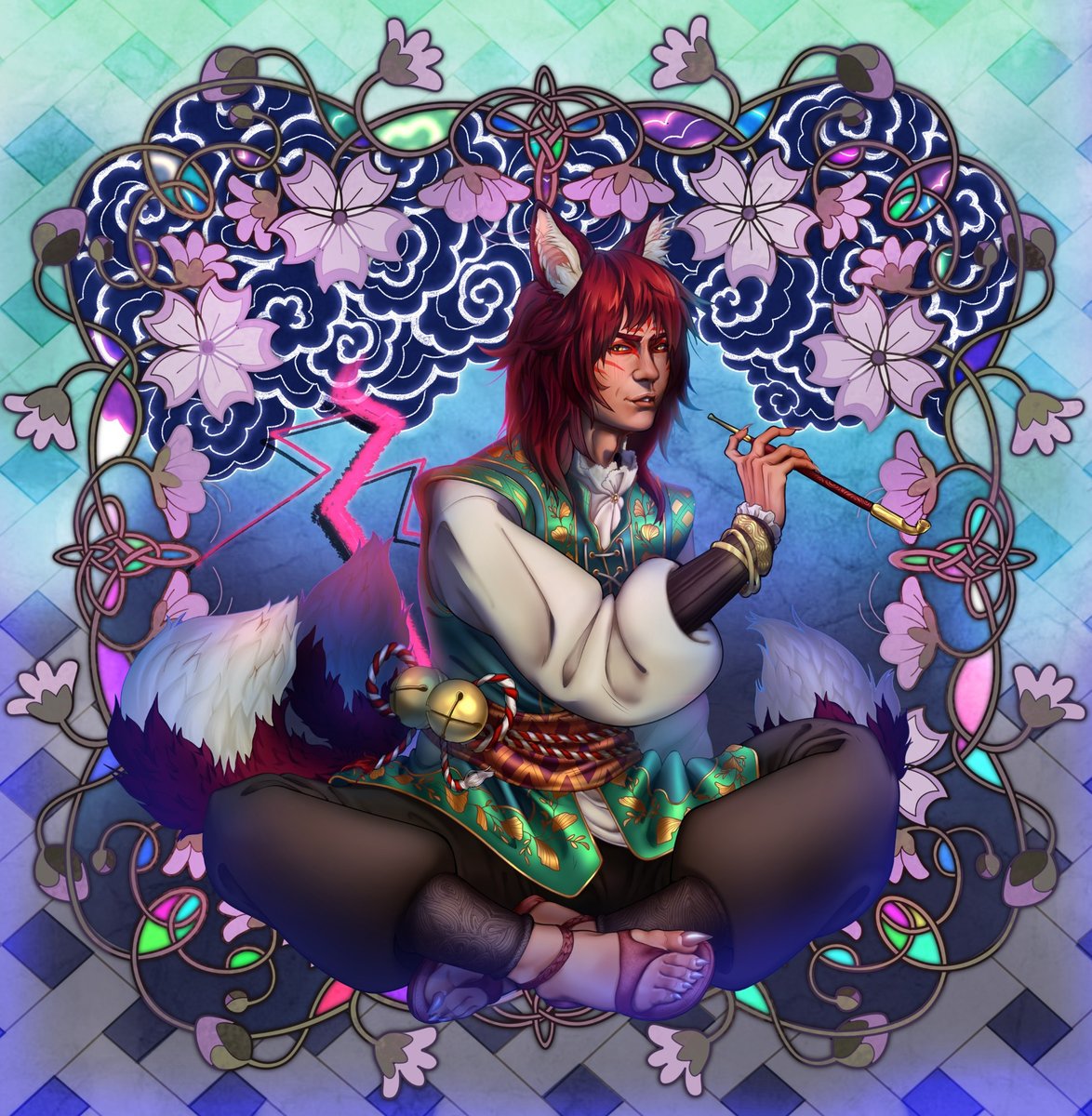 Not Undertale / Deltarune related, but I wanted to share an OC kitsune character I enjoyed drawing 😊