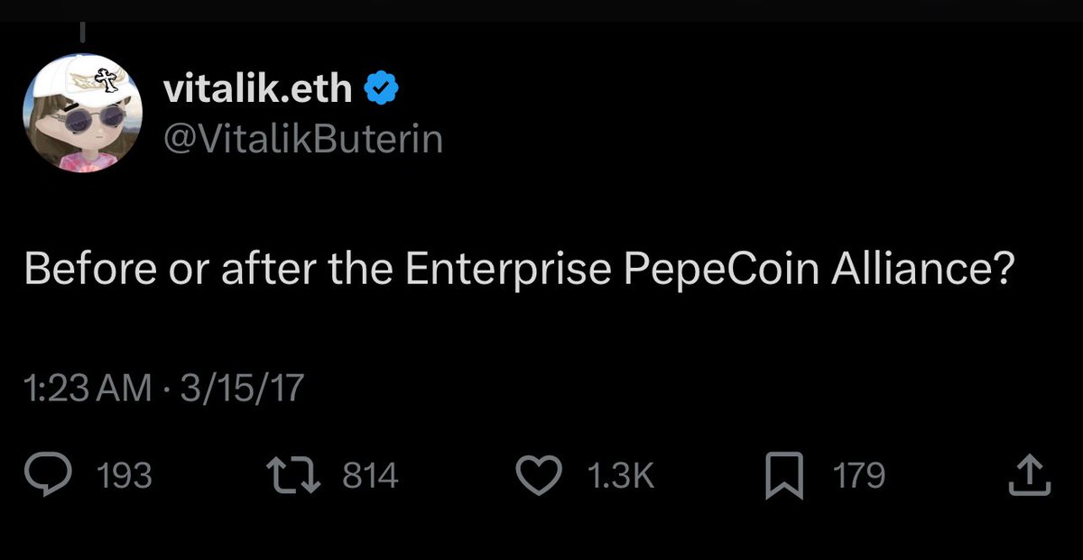 drew (@drewtility) on Twitter photo OG <a href="/pepecoins/">Pepecoin</a> brings substance to crypto with innovative crypto products, a community of holders championing builders, and OG devs that were around when <a href="/VitalikButerin/">vitalik.eth</a> launched $eth.
$PepeCoin launched in 2016 between doge (2014) and shib. (2020)
Tag <a href="/VitalikButerin/">vitalik.eth</a> below 🐸 OG <a href="/pepecoins/">Pepecoin</a> brings substance to crypto with innovative crypto products, a community of holders championing builders, and OG devs that were around when <a href="/VitalikButerin/">vitalik.eth</a> launched $eth.
$PepeCoin launched in 2016 between doge (2014) and shib. (2020)
Tag <a href="/VitalikButerin/">vitalik.eth</a> below 🐸