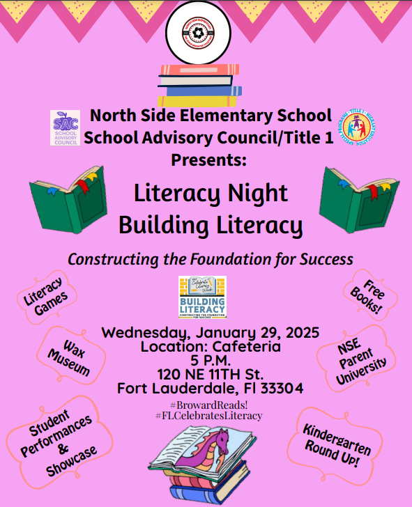 North Side Elementary (@northsidense) on Twitter photo Join us January 29, 2025 at 5:00 p.m. Literacy Night - Building Literacy Constructing the Foundation for Success, Student Advisory Council & Title 1. Wax Museum, Performances, Showcase, Kindergarten Round Up and more!!! <a href="/BCPSCentral/">BCPS Central Regional Office</a> <a href="/browardschools/">Broward Schools</a> #WeShineBrighterTogether Join us January 29, 2025 at 5:00 p.m. Literacy Night - Building Literacy Constructing the Foundation for Success, Student Advisory Council & Title 1. Wax Museum, Performances, Showcase, Kindergarten Round Up and more!!! <a href="/BCPSCentral/">BCPS Central Regional Office</a> <a href="/browardschools/">Broward Schools</a> #WeShineBrighterTogether