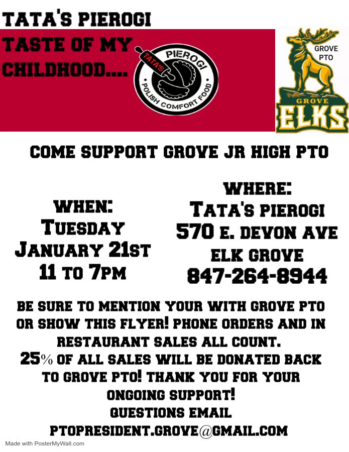 Grove Jr. High PTO tweet media