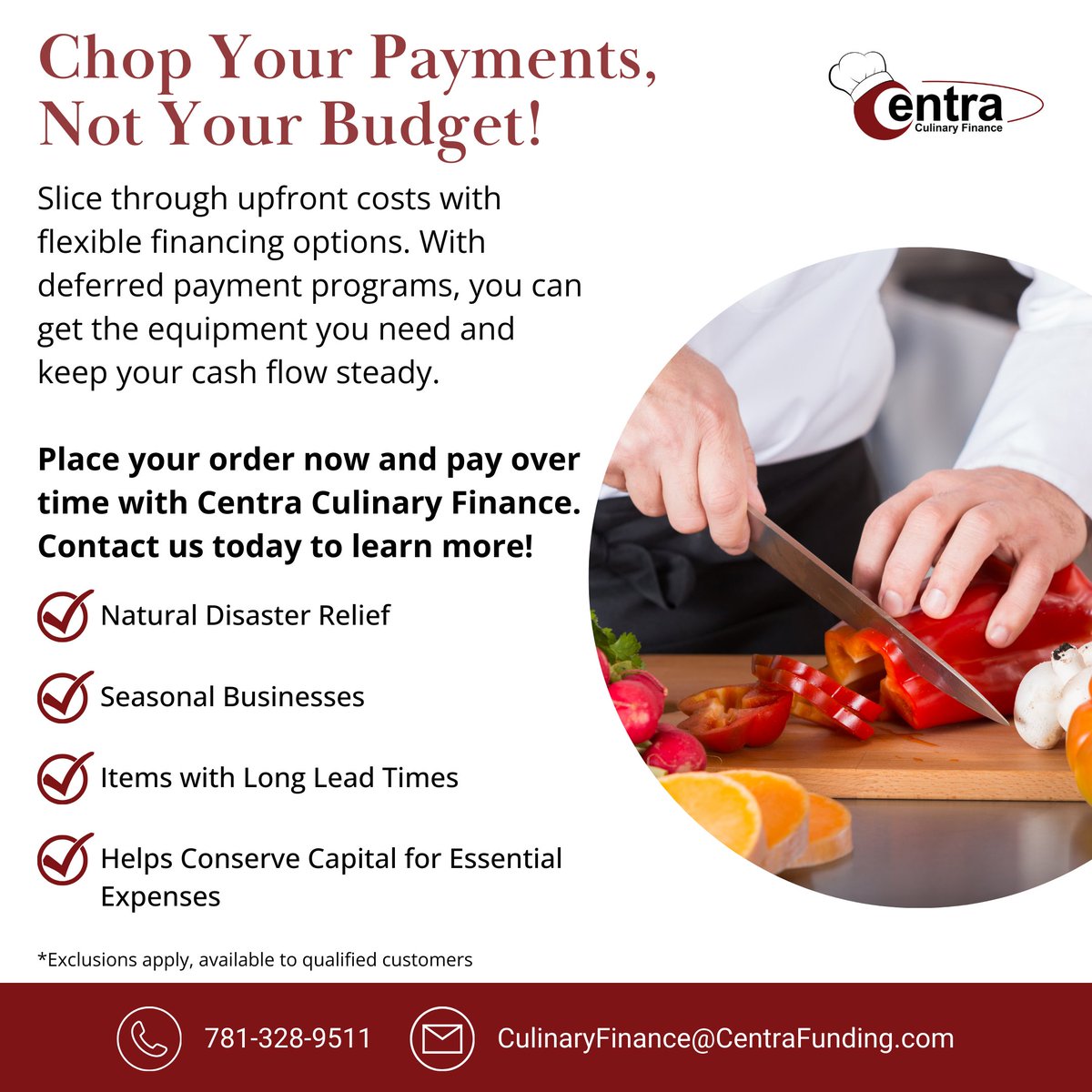 CulinaryFinance's tweet photo. Did you know we offer deferred payment options for qualified customers? That means you can get the equipment you need today and enjoy a little extra time before your full payments kick in! #DeferredPayments #FlexibleFinancing #FoodserviceEquipment #EquipmentFinancing https://t.co/tvB3yFUY1q