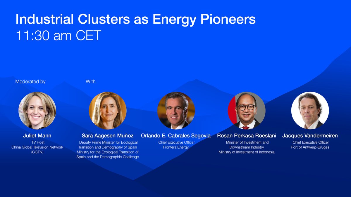WEF Energy (@wefenergy) on Twitter photo LIVE discussion alert: Industrial Clusters as Energy Pioneers at #WEF25
Learn how industry can accelerate the deployment of large-scale clean energy infrastructure.
Watch here: shorturl.at/pwzCy. For more sessions: wef.ch/wef25 <a href="/wef/">World Economic Forum</a> LIVE discussion alert: Industrial Clusters as Energy Pioneers at #WEF25
Learn how industry can accelerate the deployment of large-scale clean energy infrastructure.
Watch here: shorturl.at/pwzCy. For more sessions: wef.ch/wef25 <a href="/wef/">World Economic Forum</a>