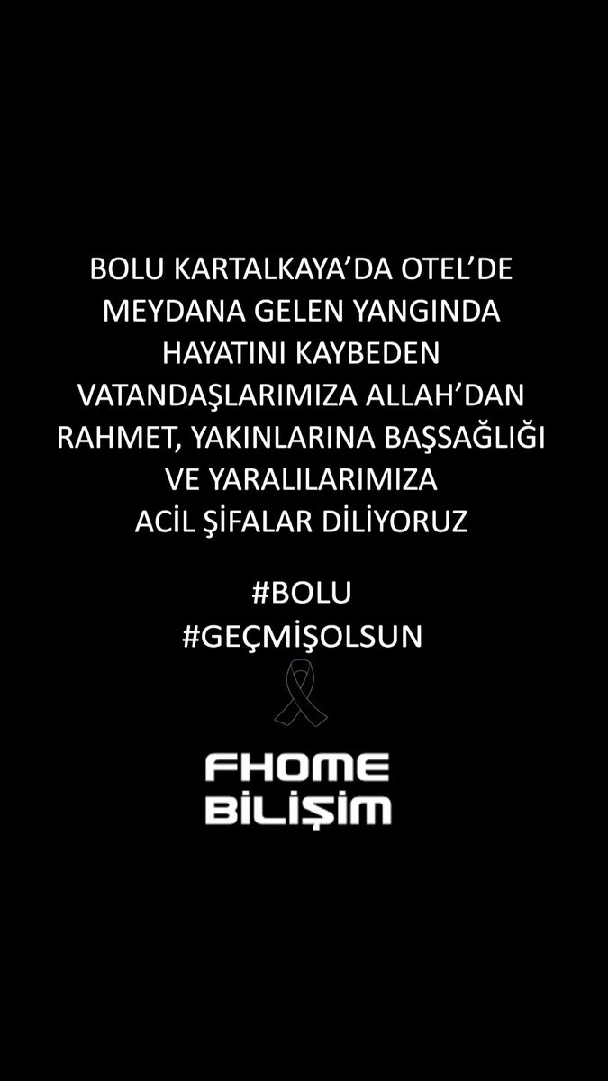 FhomeBilisim's tweet photo. Bolu Kartalkaya'da otel yangınında hayatını kaybeden vatandaşlarımıza Allah'dan rahmet, yakınlarına başsağlığı ve yaralılarımıza acil şifalar diliyoruz #bolukartalkaya #bolu #yangın https://t.co/zMCTkU5EX1