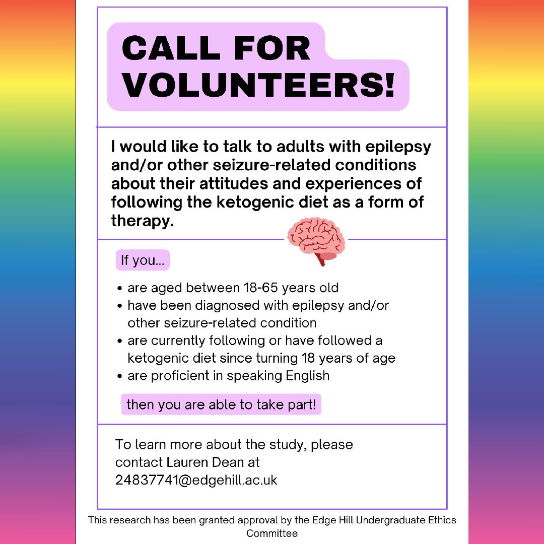 If you are an adult with epilepsy and/or other seizure-related conditions who are on or have been on the ketogenic diet and would be happy to share your experience, opinions and thoughts, please get in touch with Laura!

Thank you! 

#ketogenicdiet #ketodiet #seizure #epilepsy