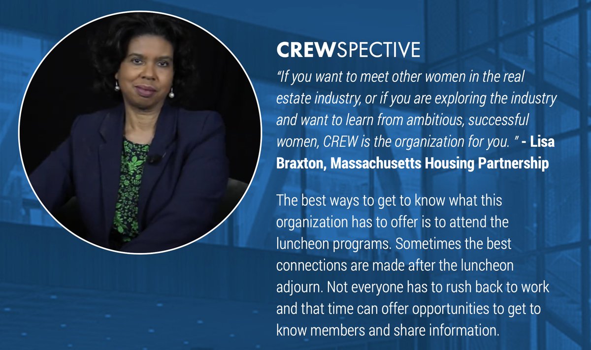 CREWBoston's tweet photo. #TestimonialTuesday Member Lisa Braxton (@Lisareidbraxton, @BraxLisa), Communications Manager at Massachusetts Housing Partnership, shares her thoughts on being part of CREW Boston.  Interested in joining our CREW?  Apply today! https://t.co/wqcp618wg8 #creboston https://t.co/3b1pqwv2ef