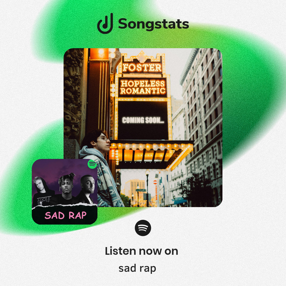 <a href="/foster615/">foster</a> Aww yeah!! Your track "hopeless romantic" was added to 'sad rap🙇🏻‍♂️' with over 10.8K Followers on Spotify! Check out the full stats on Songstats.