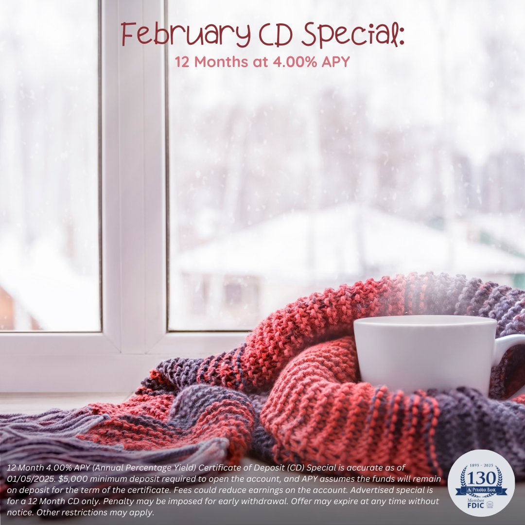 With a focus on providing our customers with the best financial products, our 12 Month CD offers both safety and growth potential. Don't miss out on this chance to invest in your future! 
#CommunityFirst