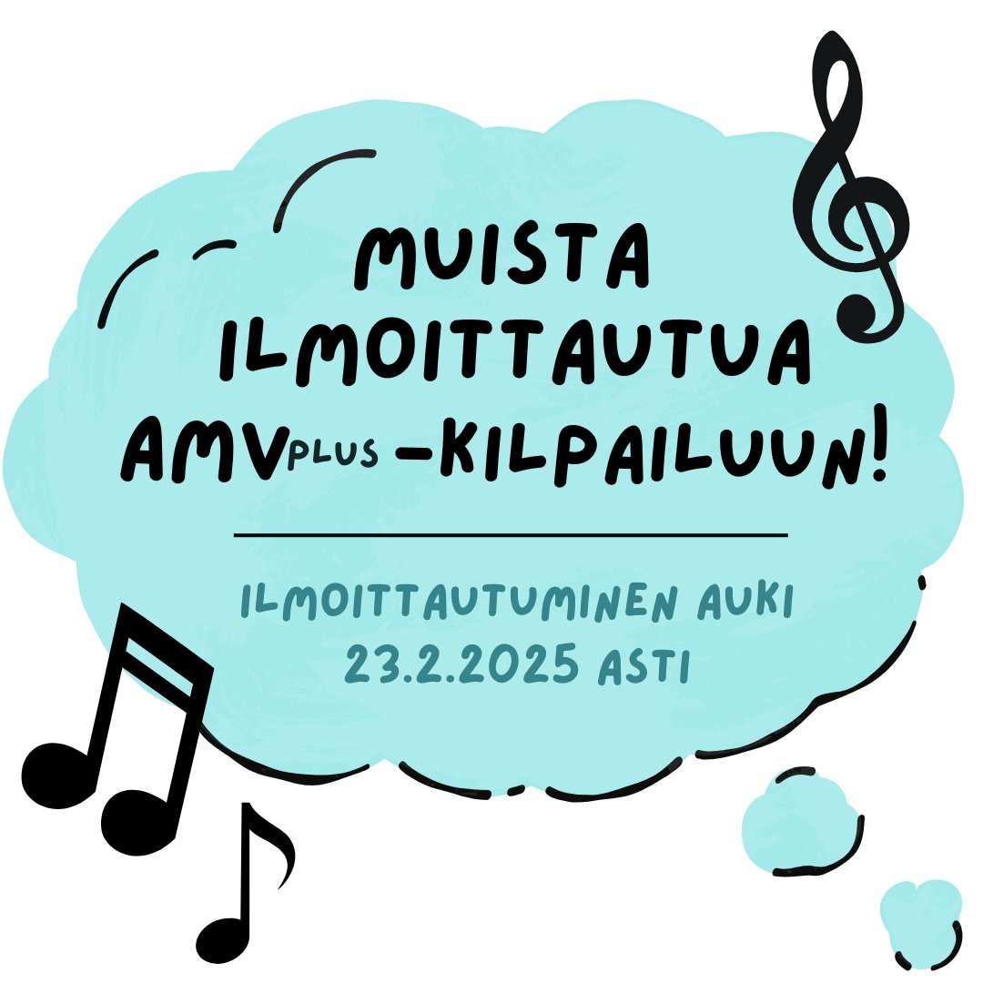 Tampere Kupliin AMVplus-kilpailuun ilmoittautuminen päättyy 23.2.2025 klo 23.59!

Tarkemmat säännöt ja kuvaukset palkinnoista sekä osallistumisohjeet löytyvät osoitteesta:
2025.tamperekuplii.fi/amvplus-kilpai…