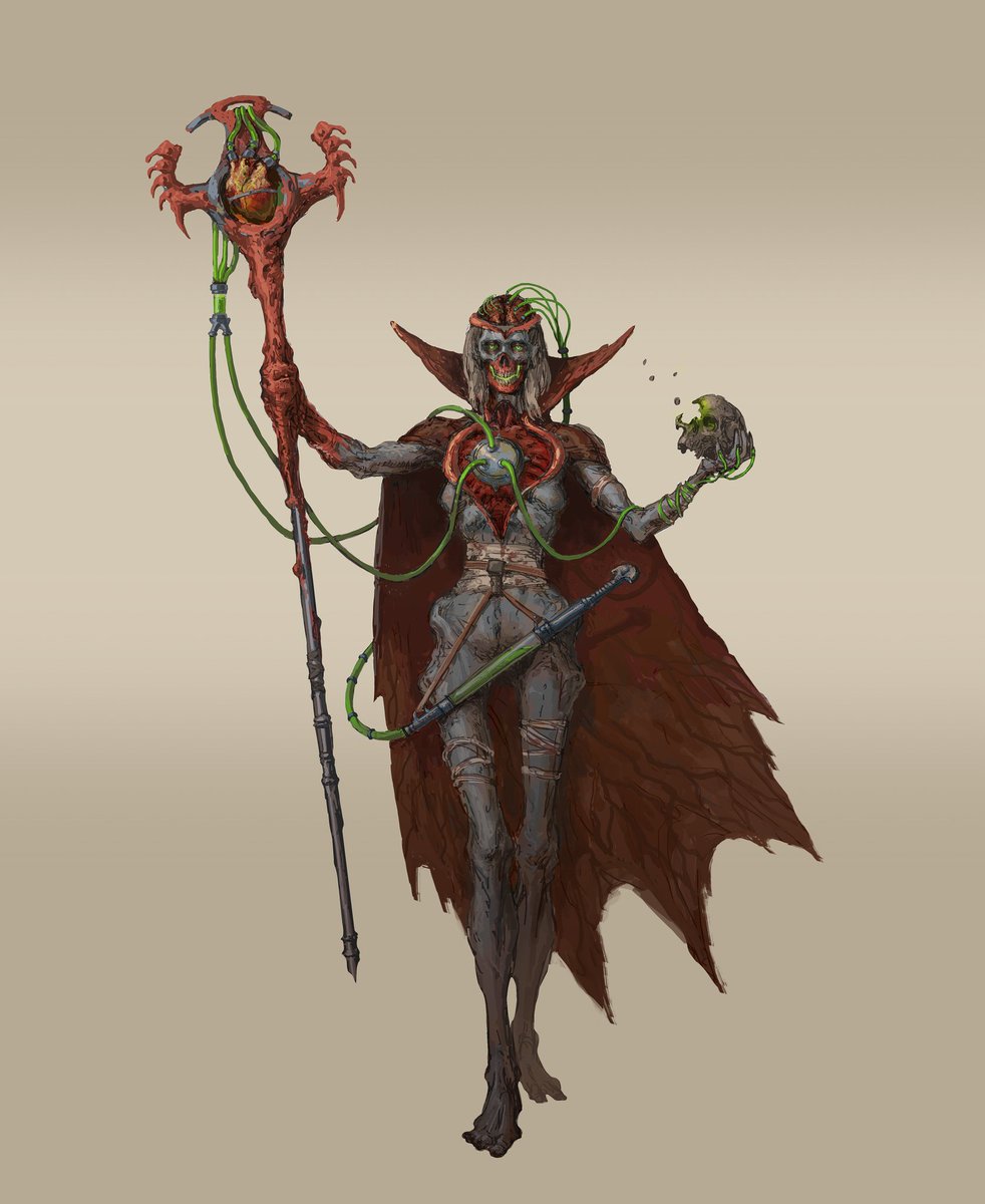 Remembering some stuff from <a href="/AroslavHahalev/">Yaroslav Hahalev</a> characters concept art course while I'm designing my concepts. Here's undead Necromancer from biopunk setting