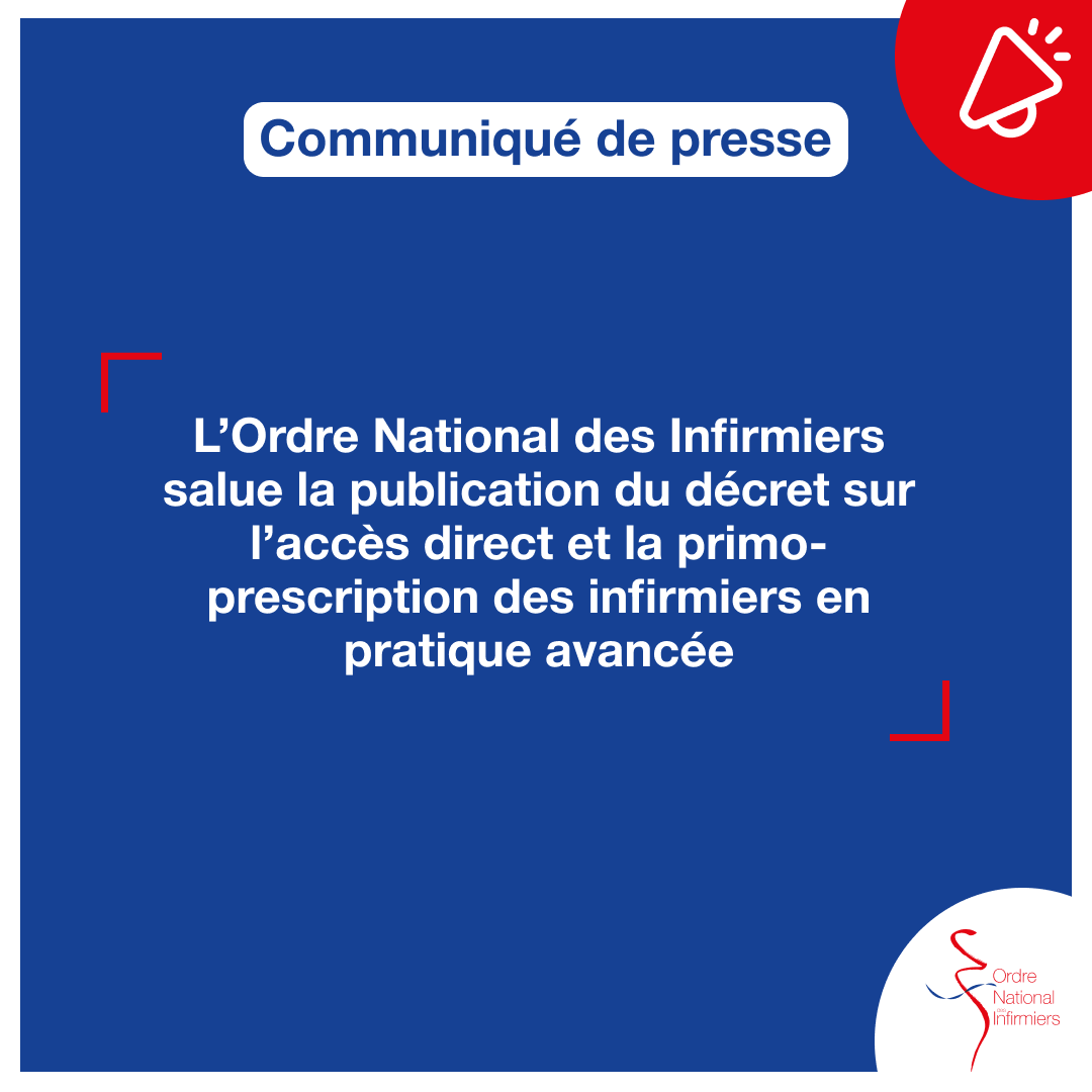 [#décret]

📢 L’<a href="/OrdreInfirmiers/">Ordre National des Infirmiers</a> salue la publication du décret relatif aux conditions d’accès direct aux infirmiers en pratique avancée (IPA), un texte très attendu par la profession.

➡️ Désormais, l’IPA, pourra participer « à la prise en charge globale des patients dont le