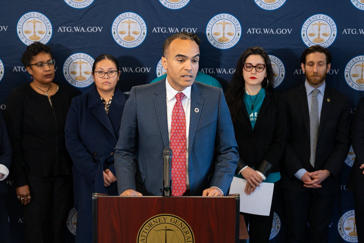 AGOWA's tweet photo. The president’s executive order claiming to end birthright citizenship in the United States is plainly illegal. Washington State will not abide such harmful and unjust action. That’s why today we’re leading a lawsuit with Oregon, Arizona and Illinois to stop it. https://t.co/vAMD8EsiC8