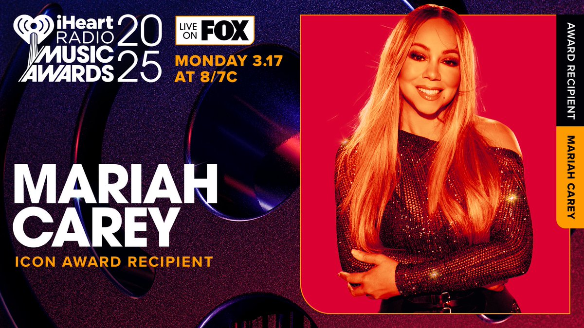 iHeartRadio's tweet photo. The one and only, @MariahCarey is our ICON Award Recipient at this year's #iHeartAwards! 🌟

Tune into the show LIVE on March 17th only on @FOXTV! https://t.co/sTFsw9zQIu