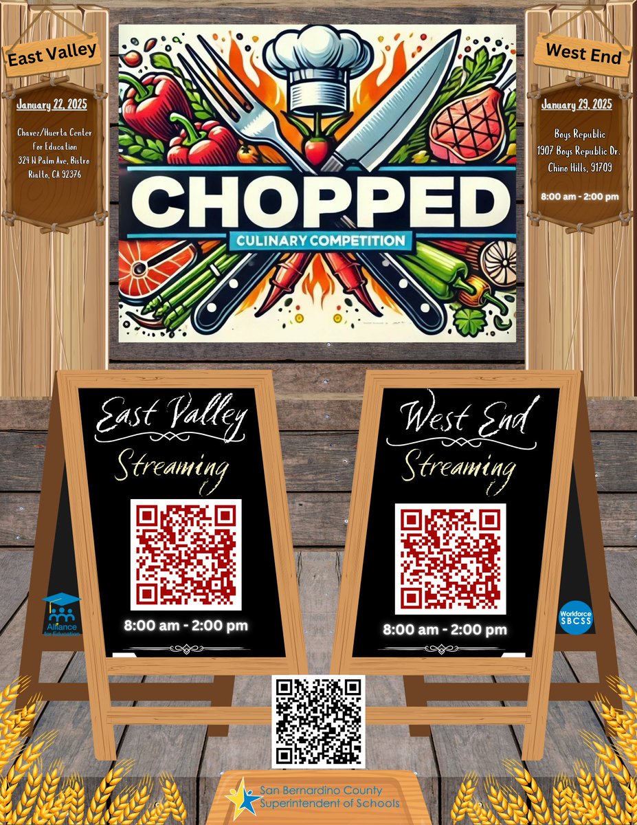 🎥 Tune in LIVE to watch the 2nd Annual Chopped Competition! 🥘🍽️ See San Bernardino County’s top student chefs face off for the ultimate title. Don’t miss the action—stream it here: youtube.com/live/V_8or_VMe…🏆👩‍🍳👨‍🍳 #ChoppedCompetition #CTEPathways #StudentChefs #Livestream