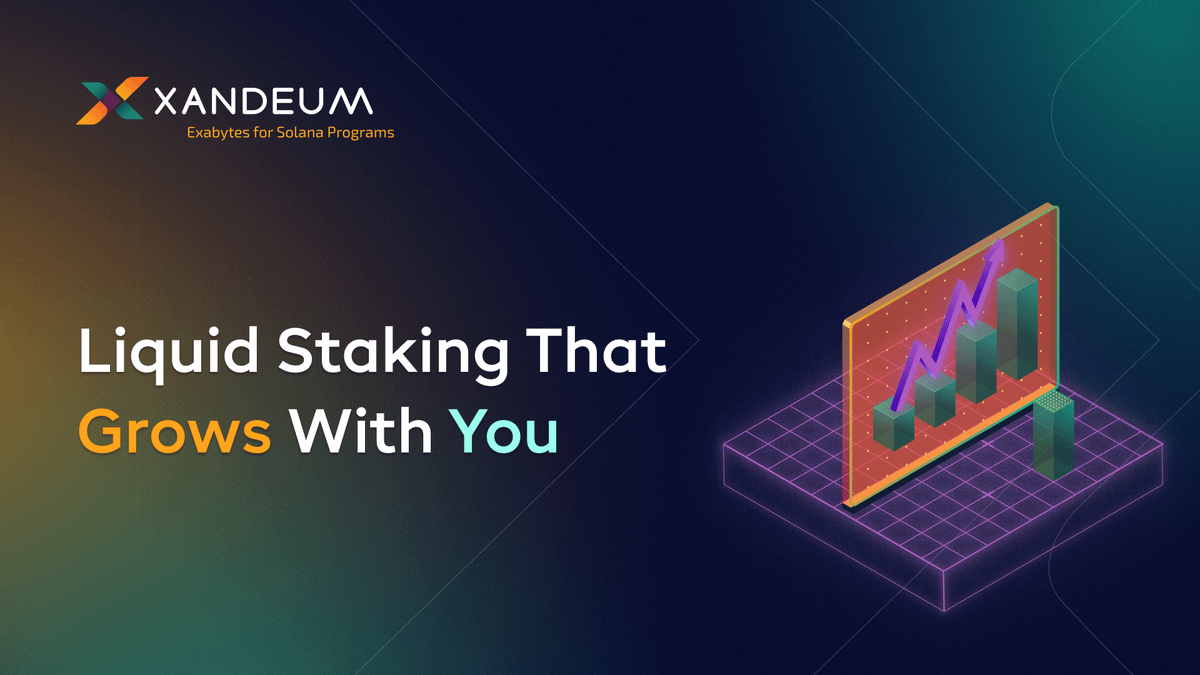 Xandeum's tweet photo. Liquid staking is not slowing down... 📈

With Xandeum, liquid stake your SOL and earn rewards that evolve with the ecosystem: staking, MEV, block rewards, $XAND, and future storage rewards. It’s staking that grows with you. https://t.co/K5VwOBrI2j