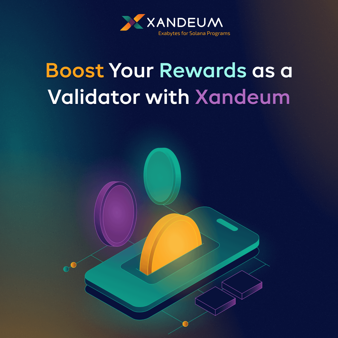 Xandeum's tweet photo. Validators deserve more than block rewards. 🏆

With Xandeum, validators earn extra income through liquid staking and storage fees.

It’s a win-win: secure the network and power the decentralized storage revolution—all while boosting your rewards. https://t.co/QrZk9rptqb