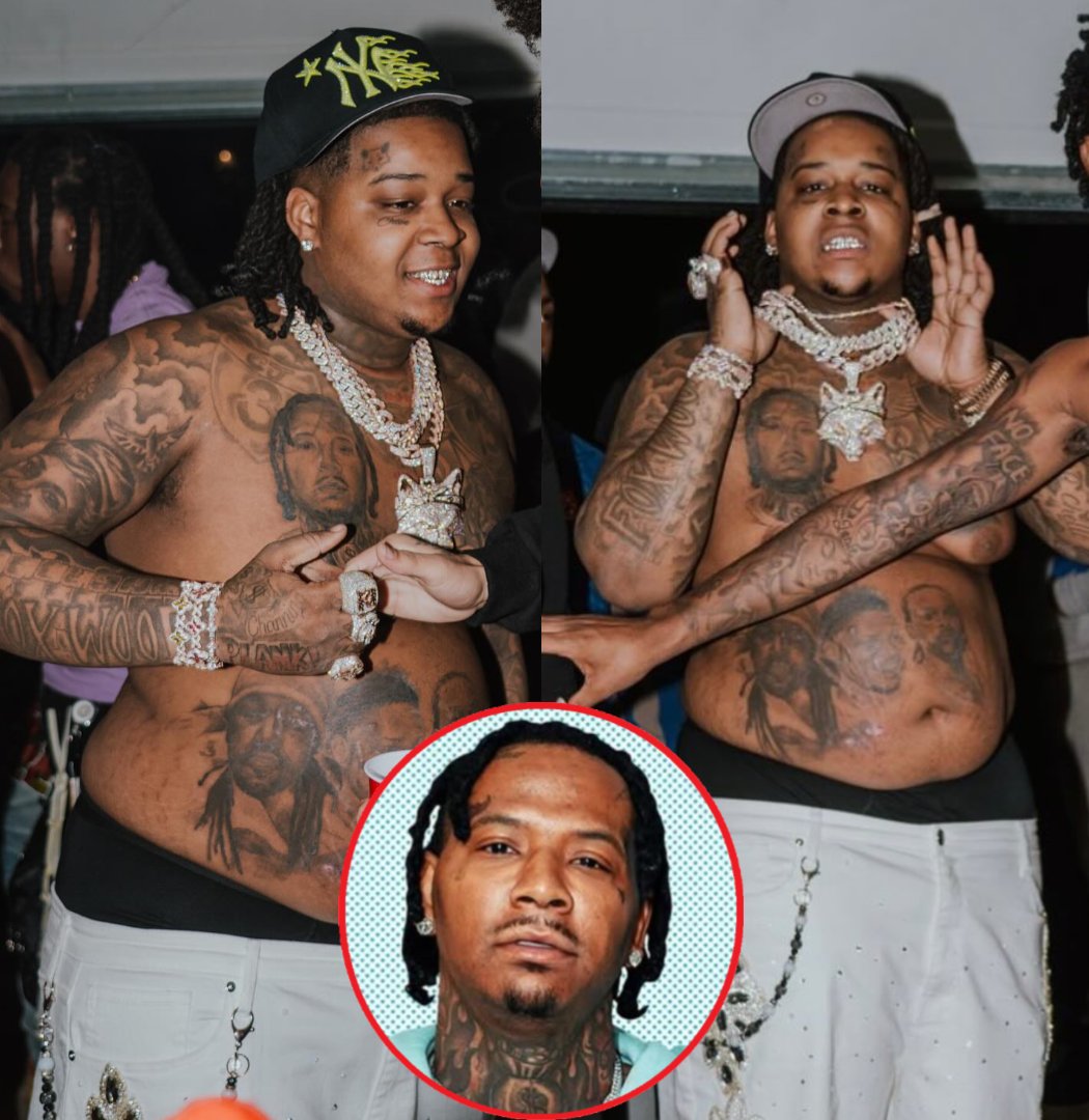 mymixtapez's tweet photo. New photo of YTB Fatt shows he has a tattoo of Moneybagg Yo on his chest 👀 https://t.co/22SQUYZ5pq