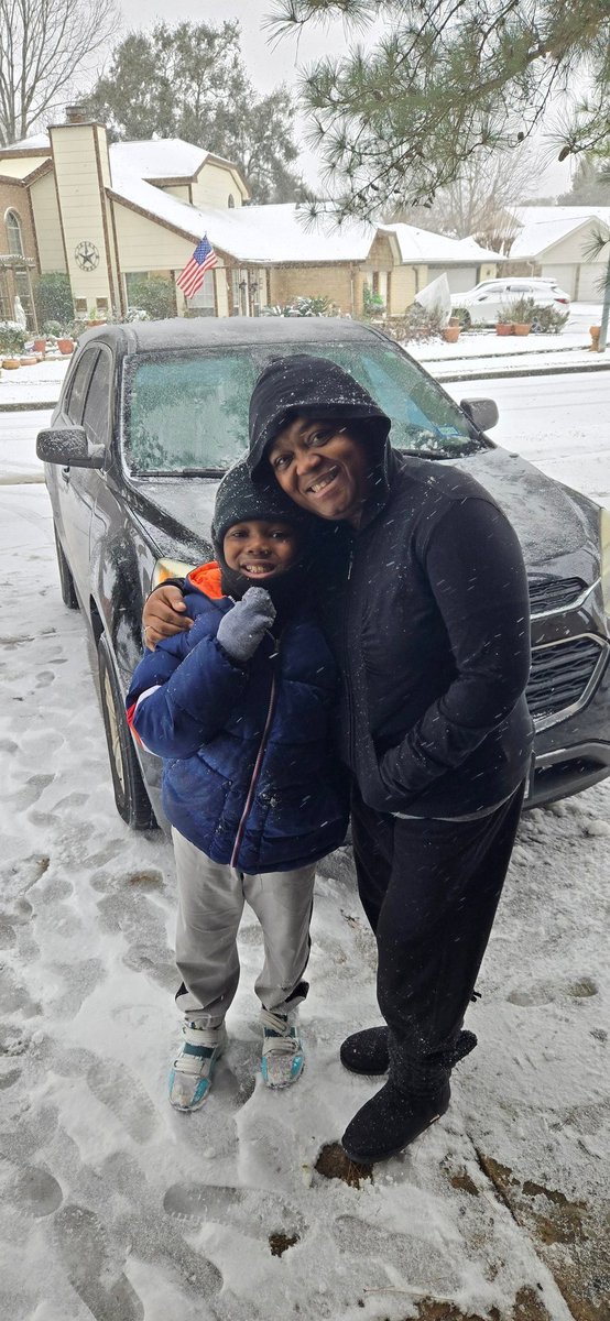 MrsRodgers250's tweet photo. My favorite son got his wish!! He has been telling me that he was going to keep on wishing no matter how many times I tried to remind him that it doesn't snow in Texas. He told me, "And you said it doesn't snow in Texas!" 😊 #hiswishcametrue #snowinTexas #2025snowday https://t.co/9dmvHAVsMh