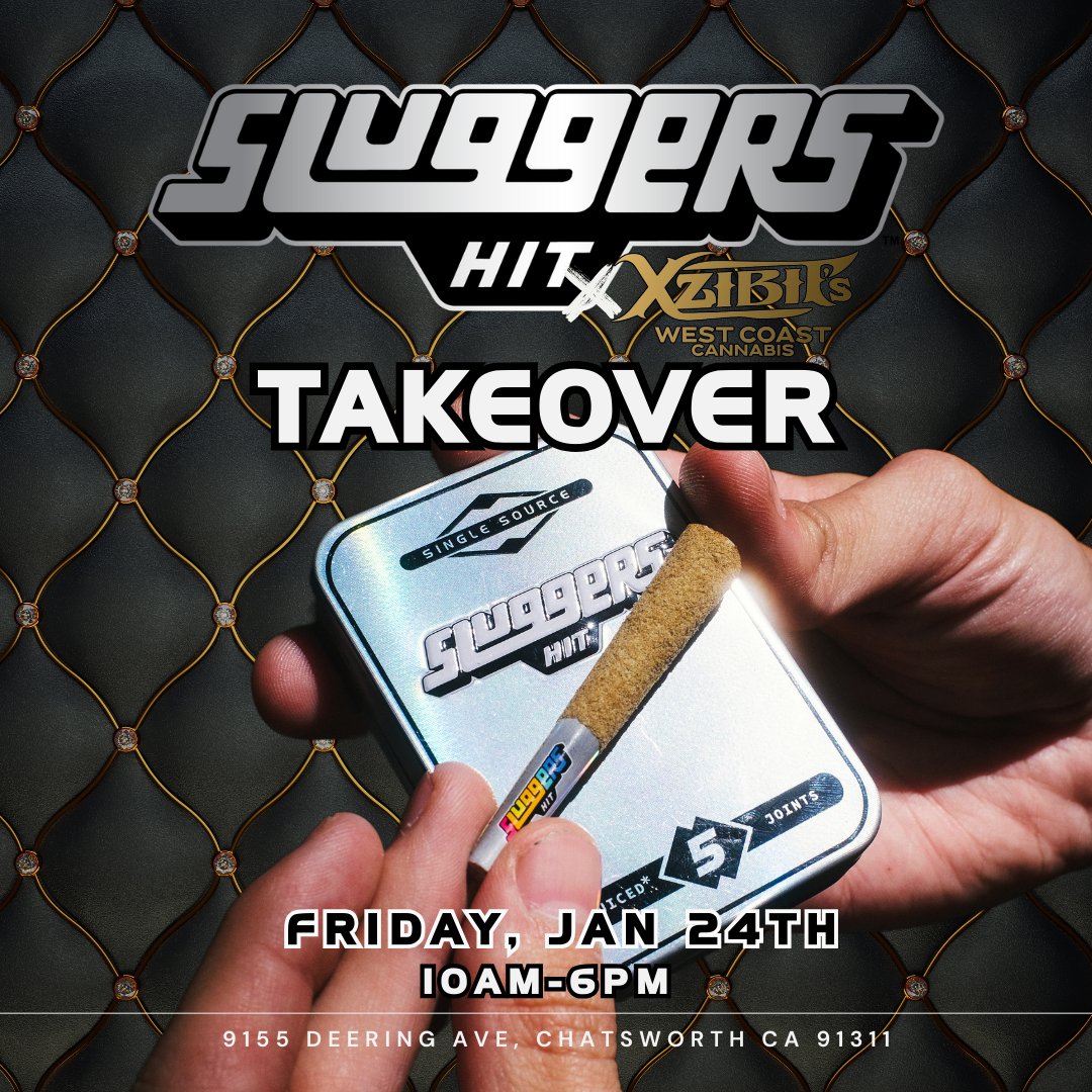 hitsluggers's tweet photo. We’re not just showing up—we’re taking over! Come out! @xzibit @xwccchatsworth
📅 Friday, Jan 24th
📍 9155 Deering Ave, Chatsworth, CA
⏰ 10AM - 6PM
 #SluggersxXzibit #SluggersHit #Chatsworth https://t.co/aBK2WSQ4f6
