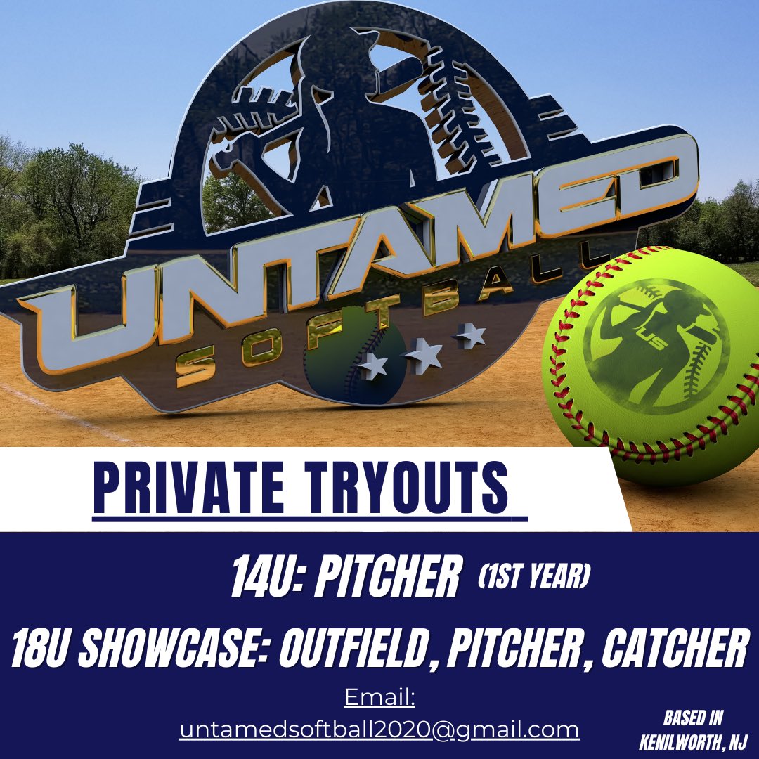 Untamed Softball (@untamedsoftball) on Twitter photo Looking for some players to finish up our summer rosters!
1st Year 14U: Pitcher
18U Showcase teams Pitcher, Catcher & Outfielder
Please message us or email Untamedsoftball2020@gmail.com to set up a private tryout
#trainuntamed Looking for some players to finish up our summer rosters!
1st Year 14U: Pitcher
18U Showcase teams Pitcher, Catcher & Outfielder
Please message us or email Untamedsoftball2020@gmail.com to set up a private tryout
#trainuntamed