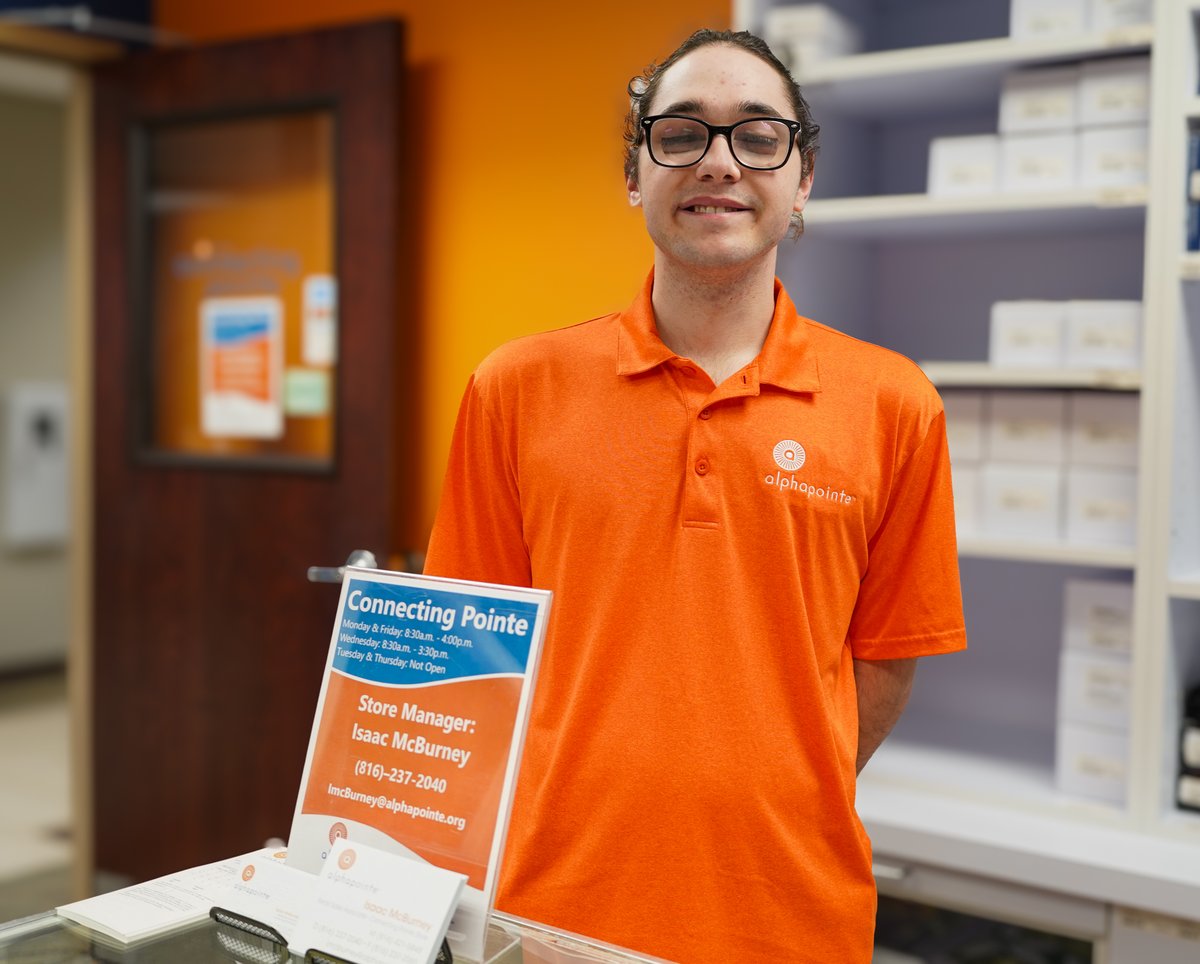 Employee Spotlight: Isaac McBurney
Isaac is the <a href="/Alphapointe/">Alphapointe</a> Connecting Pointe store manager. Connecting Pointe’s inventory features adaptive technology products, canes, magnifiers, and high contrast products. We are grateful you are a part of #TeamAlphapointe, Isaac!