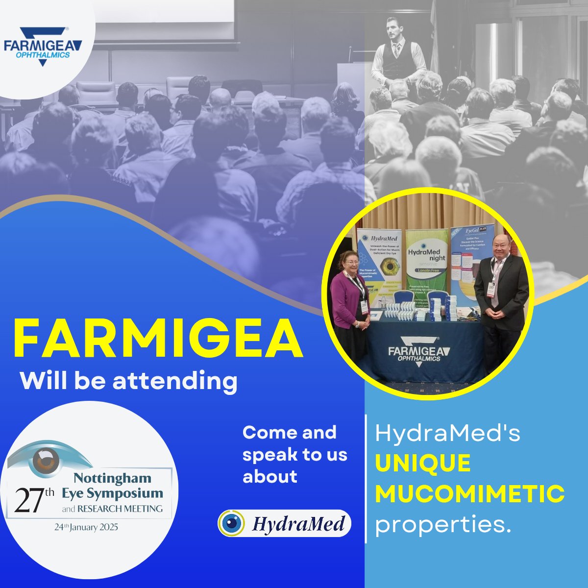🌟 Exciting News! 🌟  

👁 Farmigea will be at the Nottingham Eye   Symposium on January 24, 2025.  

Join us for a full day of engaging discussions about all things HydraMed!

For more information on our product range, visit our website here 👉 farmigea.co.uk
