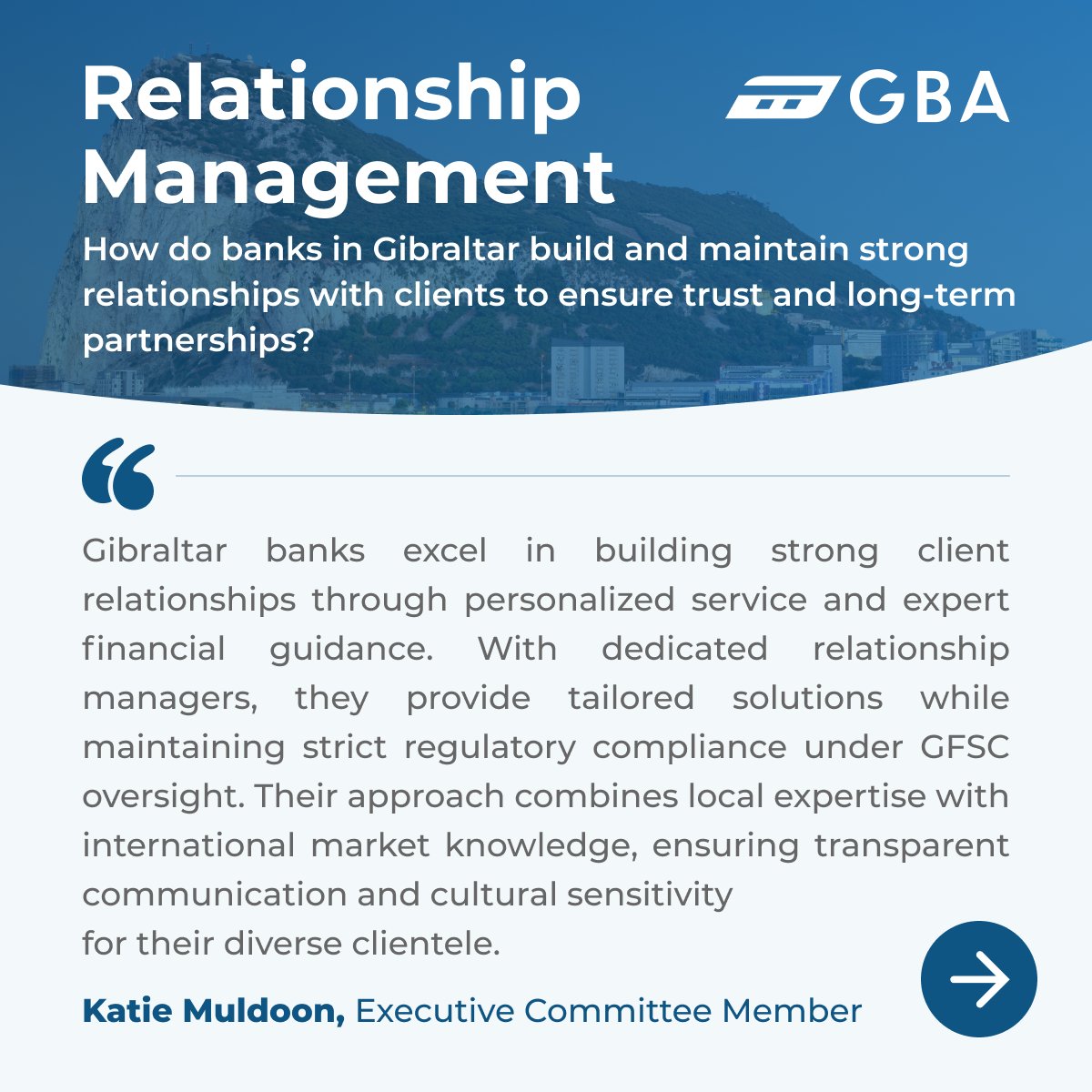 GibBankAssoc's tweet photo. GBA Insights: Q&amp;A on Relationship Management and Business Development, with Katie Muldoon
https://t.co/IhY2UutiNR https://t.co/r1zxjWB883