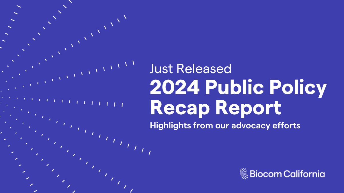 Biocom's tweet photo. Our end-of-year Public Policy Recap Report highlights our 2024 advocacy efforts that impacted members. Learn how we engaged on federal issues, secured big state legislative wins and influenced local policies supporting life science. View the report: https://t.co/DpZkw1u4QS https://t.co/totwU1AzXk