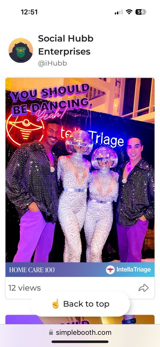 IntellaTriage's tweet photo. Thanks for all the fun and for coming out to boogie with us last night at the #HomeCare100 cocktail hour, sponsored by IntellaTriage! We had a blast with you all! https://t.co/LAHcEYhVEA