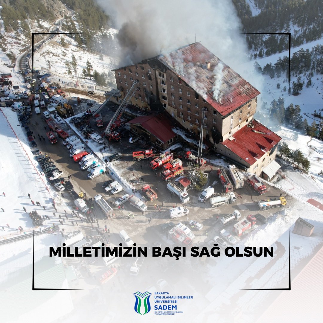 MİLLETİMİZİN BAŞI SAĞ OLSUN
Bolu Kartalkaya Kayak Merkezi’nde bir otelde çıkan yangında hayatını kaybeden vatandaşlarımıza Allah’tan rahmet diliyor, yaralılarımıza bir an önce sağlıklarına kavuşmalarını temenni ediyoruz.