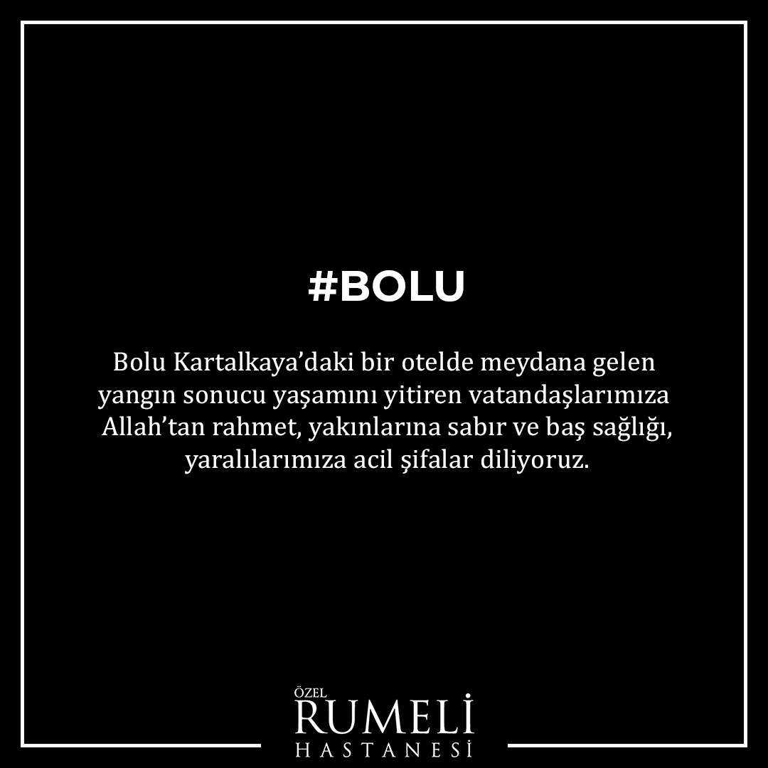Bolu Kartalkaya'da meydana gelen yangın nedeniyle hayatını kaybeden vatandaşlarımıza Allah'tan rahmet, yakınlarına baş sağlığı ve yaralılarımıza acil şifalar dileriz.
#bolukartalkaya #boluyangın #Bolu