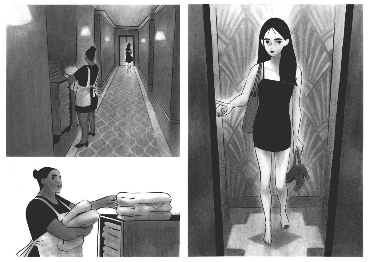 And a few pages from "Sibylline, chronicles of an escort girl" graphic novel by Sixtine Dano (Gobelins alumni).
