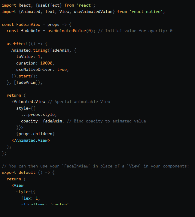 9rohitpdl's tweet photo. Day 14 of #COESISKnowledgeQuest
Dived into animations in React Native. Learned how to create smooth transitions and animations to enhance user engagement.
#30dayslearningchallenge #COESIS
@coesisnp https://t.co/7BtOjthi6H
