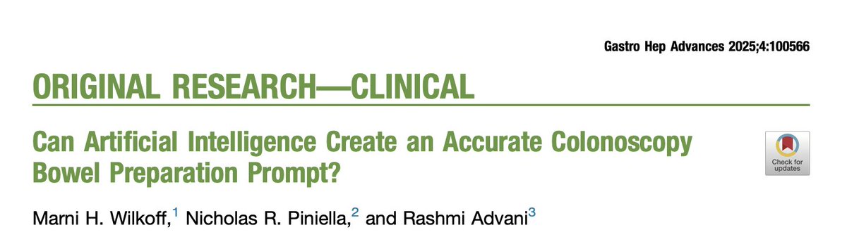 Nikki Duong, M.D. (@doctornikkid) on Twitter photo AI-based resources ⬆️ pt access to reliable, accurate information
💭Pt education is 🔑for successful bowel prep
❓Can we use a ChatGPT-generated split-dose bowel preparation prompt in practice?
tinyurl.com/bdh54p5a
<a href="/AGA_GHAdvances/">Gastro Hep Advances</a> #GHADigest <a href="/MSH_GI_Fellows/">Mount Sinai Hospital GI Fellowship Program</a> AI-based resources ⬆️ pt access to reliable, accurate information
💭Pt education is 🔑for successful bowel prep
❓Can we use a ChatGPT-generated split-dose bowel preparation prompt in practice?
tinyurl.com/bdh54p5a
<a href="/AGA_GHAdvances/">Gastro Hep Advances</a> #GHADigest <a href="/MSH_GI_Fellows/">Mount Sinai Hospital GI Fellowship Program</a>