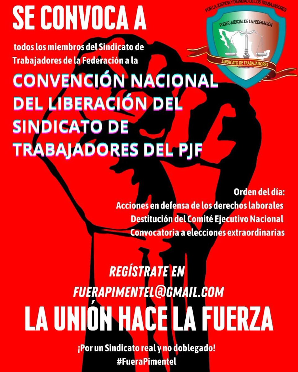 PJFZACATECAS's tweet photo. Vamos a registrarnos todos en fuerapimentel@gmail.com ñ.
POR UN SINDICATO REAL Y NO DOBLEGADO 
#FUERAPIMENTEL
#STPJF
#PJF https://t.co/46QCeInCbi