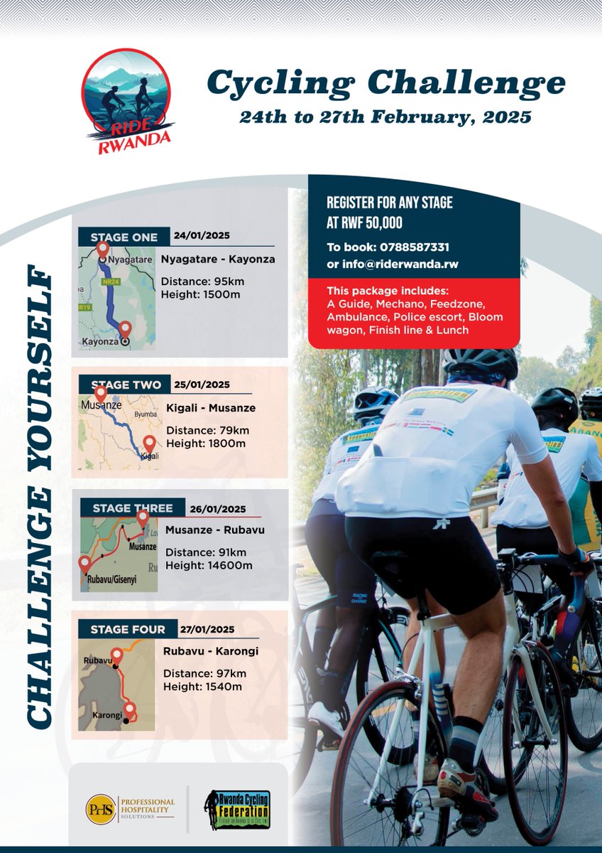 Witness the magic of Rwanda on two wheels! 🚴‍♂️Join the Ride Rwanda 2025 alongside the <a href="/tour_du_Rwanda/">𝗧𝗼𝘂𝗿 𝗱𝘂 𝗥𝘄𝗮𝗻𝗱𝗮 🇷🇼</a>  and experience the thrill of #cycling  through breathtaking landscapes. 🤝 Register now and let's make this year an unforgettable success! <a href="/visitrwanda_now/">Visit Rwanda</a> <a href="/EUinRW/">EU Delegation to Rwanda</a> <a href="/cyclingrwanda/">𝙁𝙀𝙍𝙒𝘼𝘾𝙔</a>
