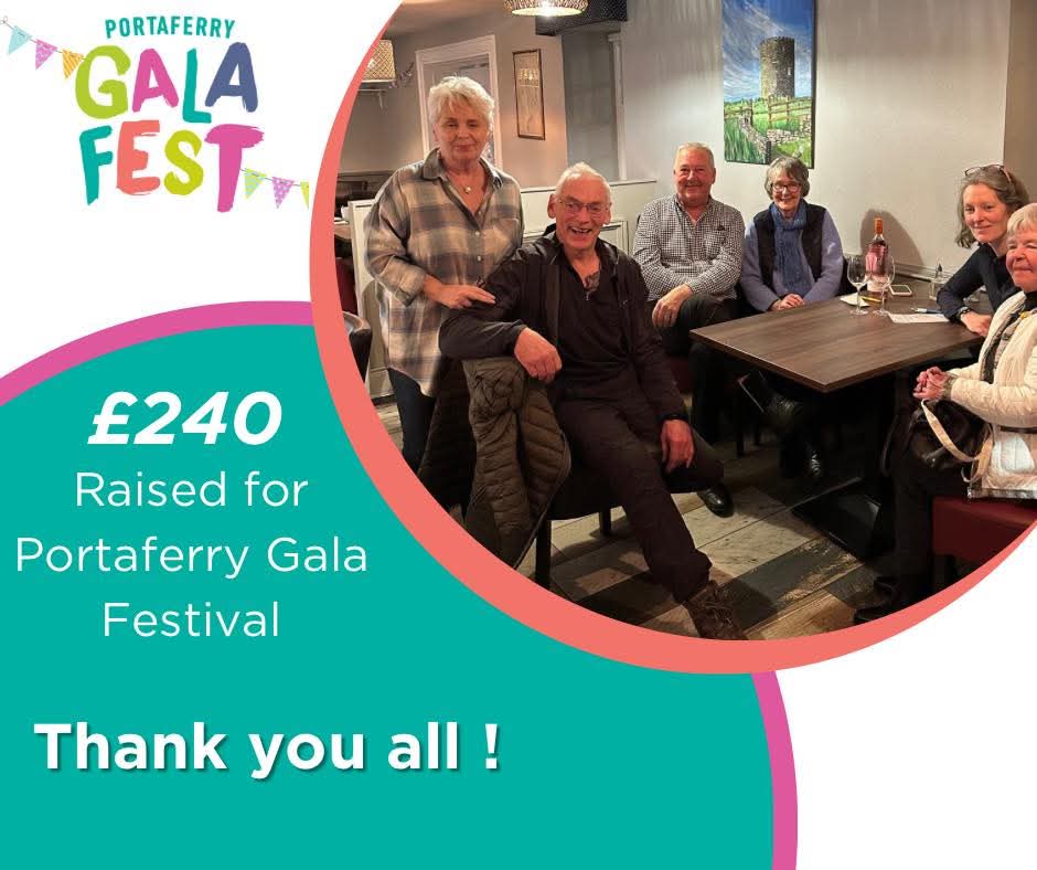 A massive thankyou to everyone who attended the quiz last week.  The tally is in and you raised £240 for the Gala!  Keep an eye out for the next one.  #Portaferry #PortaferryGala