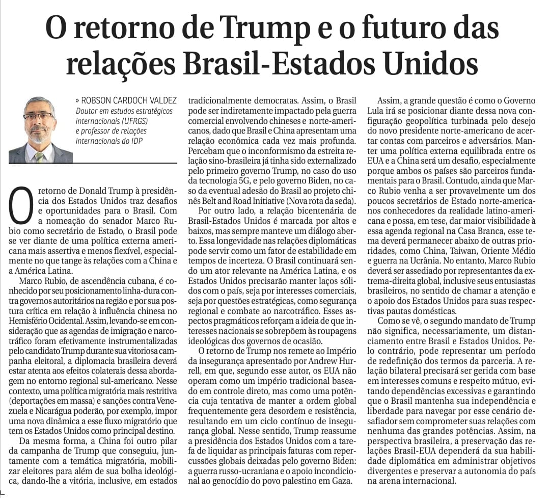 Boa tarde pessoal!

Compartilho com vocês meu artigo na edição desta terça-feira 21/01 do Correio Braziliense. Boa leitura!