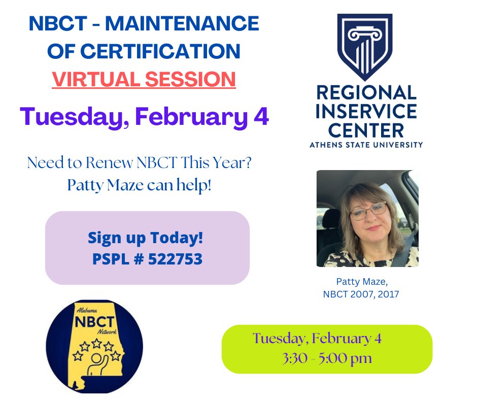 Need Help with MOC Recertification? Join Us Feb. 4! <a href="/HartselleSchool/">HartselleSchools</a> , <a href="/CCBOEAL/">Cullman County Schools</a> , <a href="/cullmancityboe/">Cullman City Schools</a> , <a href="/BLOUNTBOE/">Blount County Schools</a> , <a href="/OneontaSchools/">Oneonta City Schools</a> , <a href="/LCSforKids/">Limestone County Schools</a> , <a href="/LCSMoves/">Lawrence County BOE</a> , <a href="/CountyAlabama/">Morgan County Schools Alabama</a> , <a href="/DecaturCityEdu/">Decatur City Schools</a> , <a href="/AthensALSchools/">Athens City Schools</a> , <a href="/alnbctnetwork/">AL NBCT Network</a> , <a href="/AthensState/">Athens State</a>