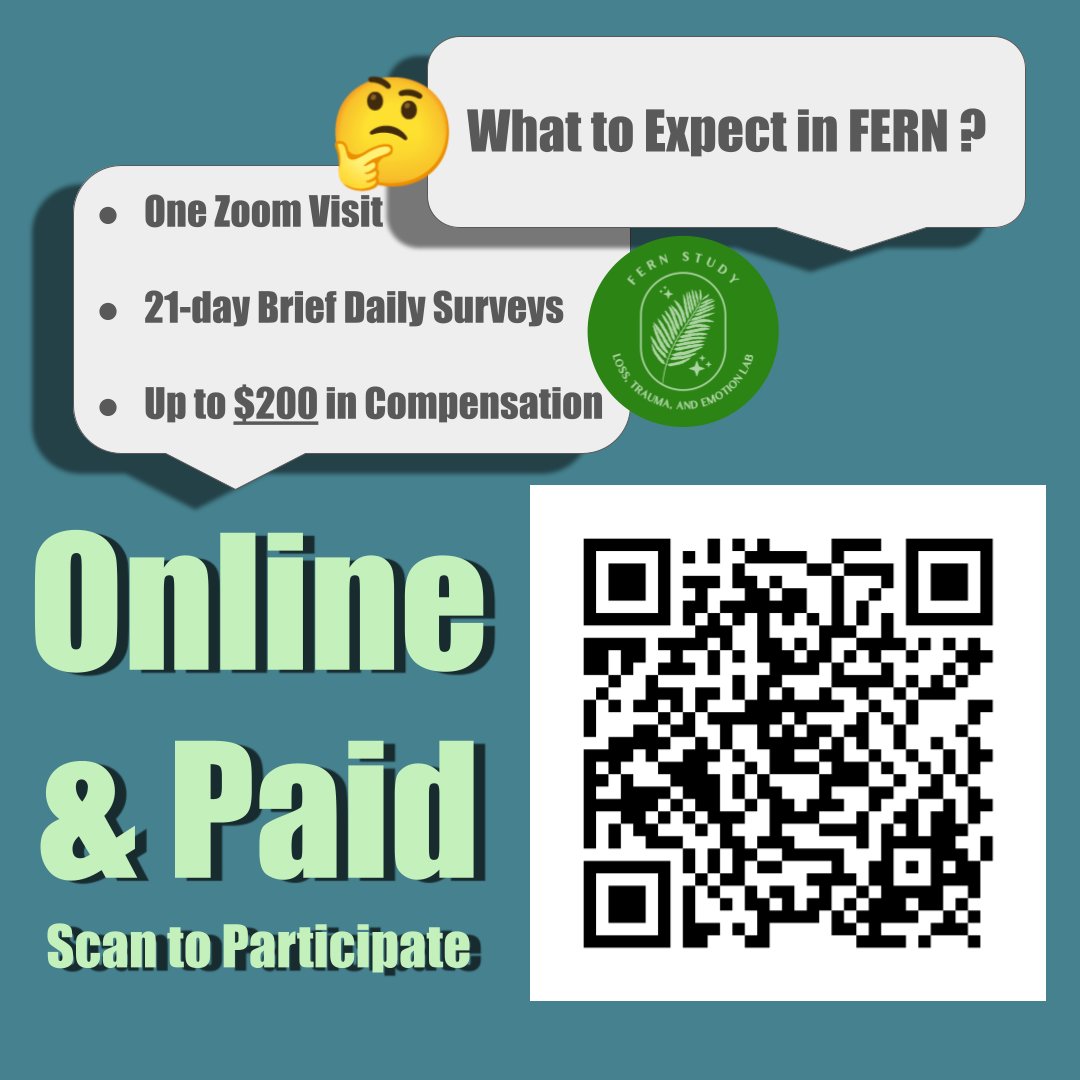 🌟Join the FERN Study at Columbia University!🌟
👉 Sign up now: tccolumbia.qualtrics.com/jfe/form/SV_cN…

#psychology #research #PsychologyResearch #emotion #EmotionRegulation #stress #wellness #mentalhealth #MentalHealthAdvocate   #MentalHealthMonday  #Veteran