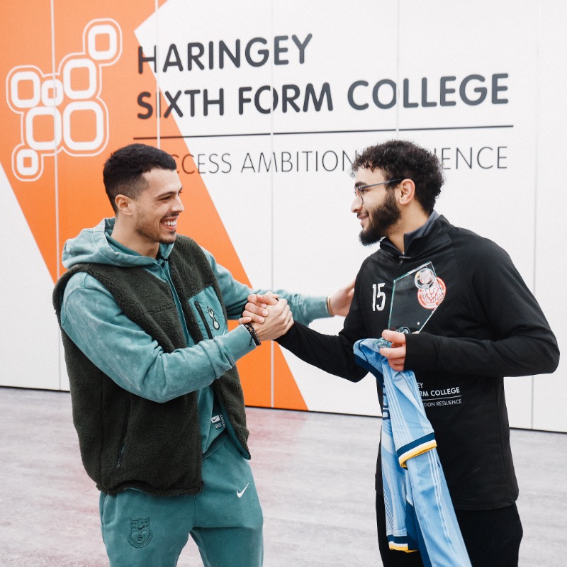 SpursOfficial's tweet photo. “This is a very special moment for me.” 🤍

During a local schools’ tournament, grassroots football coach Isam was surprised with an award by Pedro to recognise his achievement in graduating from Loughborough College 🙌