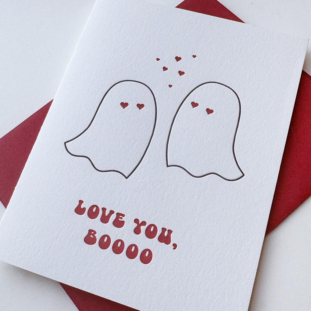 AstroPaper's tweet image. Spread some love with Astro Paper!  This adorable Valentine’s card from @steelpetalpress, printed on our premium-quality paper. Featuring playful designs, charming messages like “Love you, BOOOO,” and paired with vibrant red envelopes.
#Valentinepaper #AstroPaper #Qualitypaper