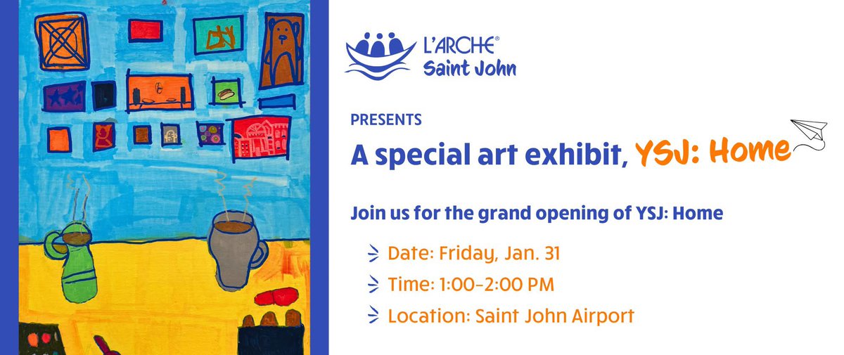 Excited to announce YSJ: Home, a new art exhibit by Creative Connections, opening Jan. 31, at Saint John Airport! 

Inspired by iconic Saint John views and the meaning of home, the exhibit runs until mid-April.

For more info, visit: larchesaintjohn.org/blogs/news/cre…