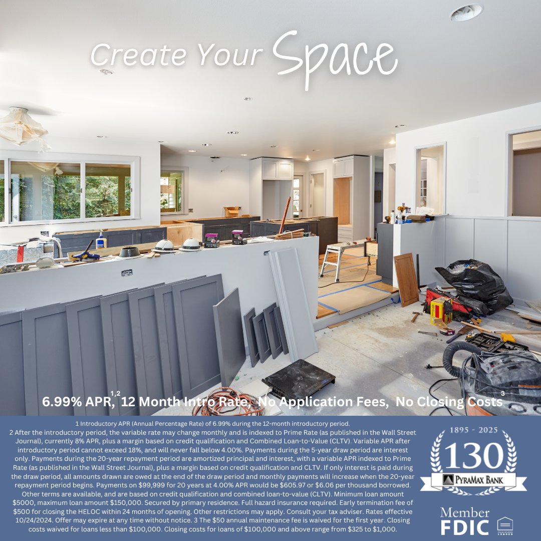 Create your space and discover the power of a PyraMax Bank home equity line of credit. This financial tool provides flexibility, allowing you to borrow only what you need, when you need it. efficiently. Take control of your finances today!