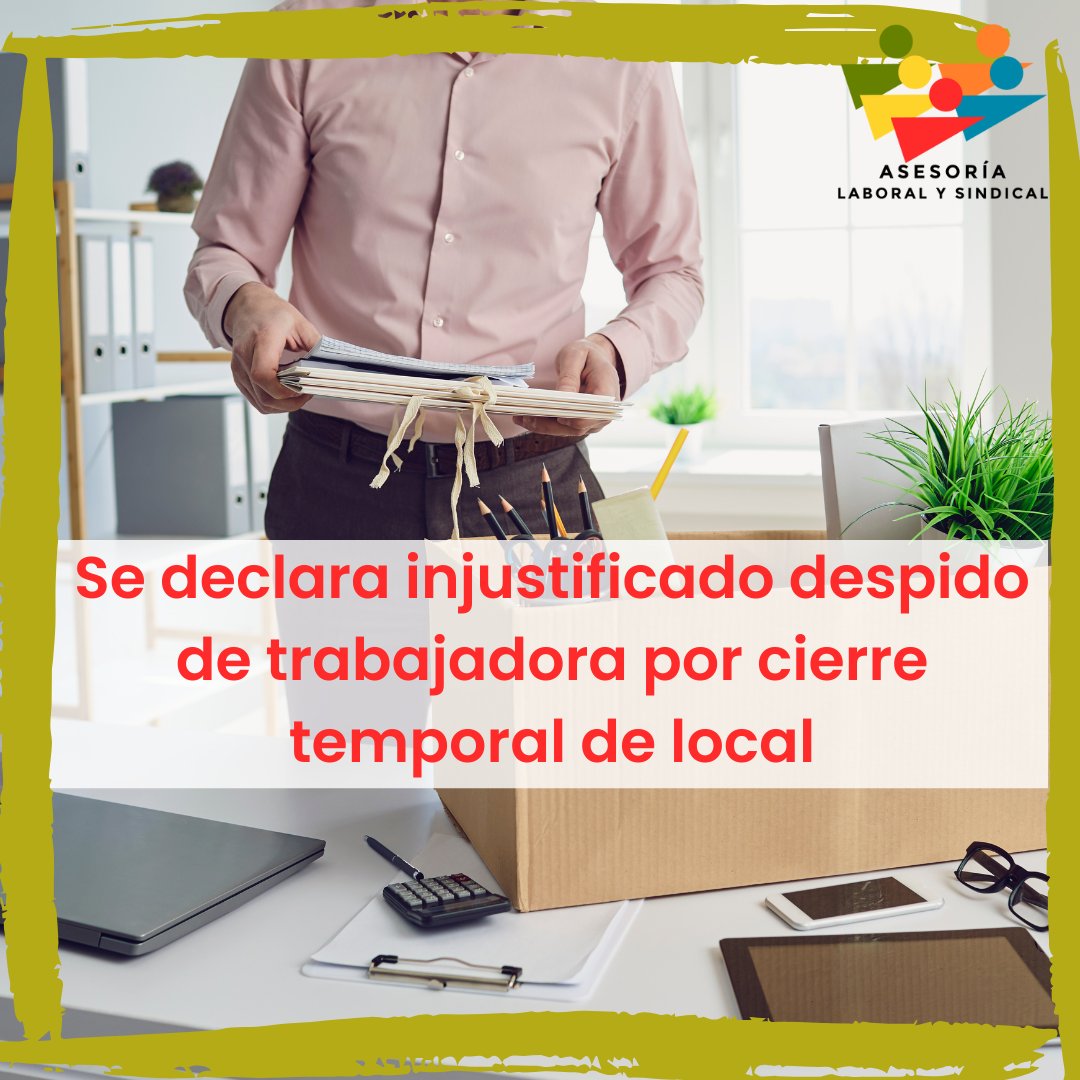 Als_chile's tweet photo. 📢Se declara injustificado despido de trabajadora por cierre temporal de local
Escasez de dotación impedía el ejercicio de colación y otras labores administrativas.
➡️https://t.co/Yxlm294D0p

#UnidosPorLosTrabajadores #DerechosLaborales #Sentencia #dictamen #FalloLaboral https://t.co/4n3U2oje42