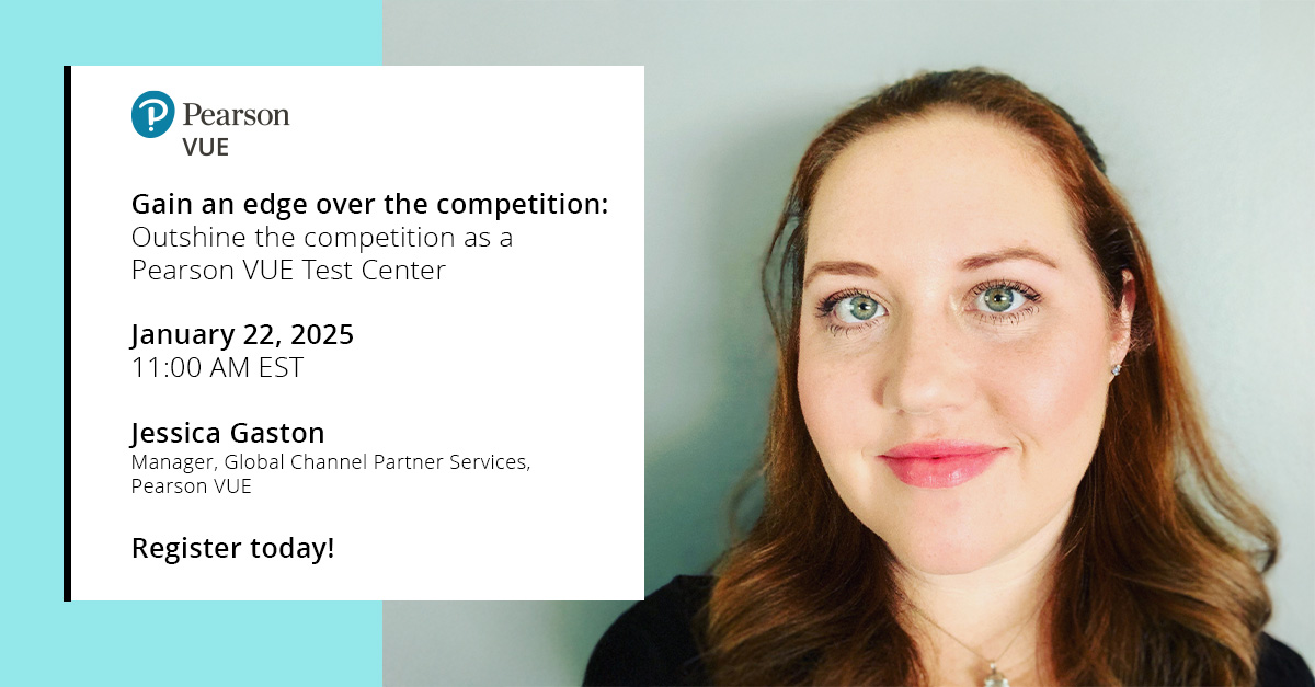 Join us on January 22 at 11:00 AM ET to learn about becoming an authorized Pearson VUE Test Center! Jessica Gaston, Manager, Global Channel Partner Services, will explore how to join our global network of test centers with step-by-step tutorials.

➡️: spr.ly/6011avwCF
